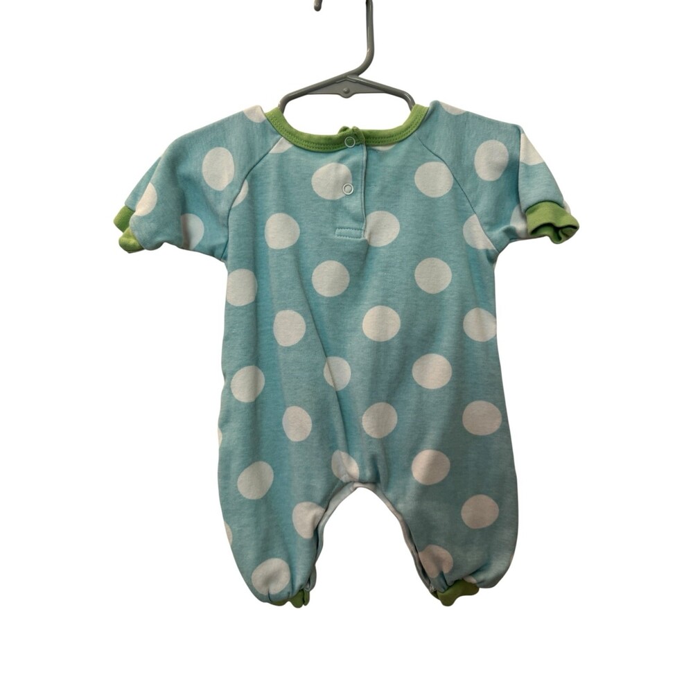 Y2K Mudpie Baby Lion Romper Sleeper Blue and White polkadot Lion Size 0-3 - Picture 5 of 6
